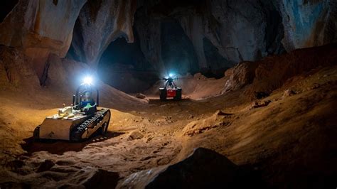 Robotic warrior goes into action in the hazardous caves of 